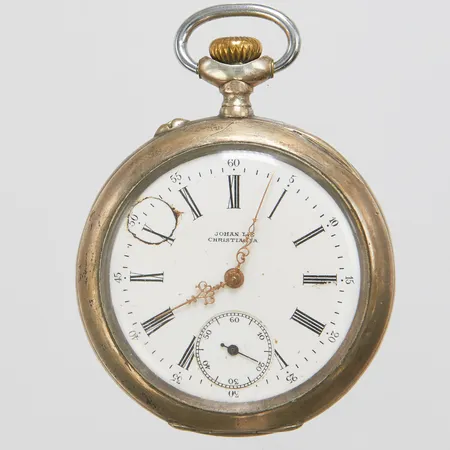 Fickur Johan Lie Christiania, silver, manuell, 50mm, 1128138, skadad urtavla, bruttovikt: 82,7g