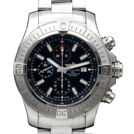 Herrur Breitling Super Avenger Chronograph 48, stål, Ø48 mm, automatisk, Breitling Caliber B13, referensnummer A13375, serienummer 7081971, handelsmått max 21 cm, från 2021, cert/manual, box, ytterlåda, kartong, tagg, kvitto från Rydbergs Ur, minimala bruksmärken / överlag i fint skick, 