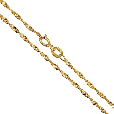 Halskedja Singapore, 14K guld, längd 45,0 cm, bredd 1,5 mm, fint skick Vikt: 2,4 g