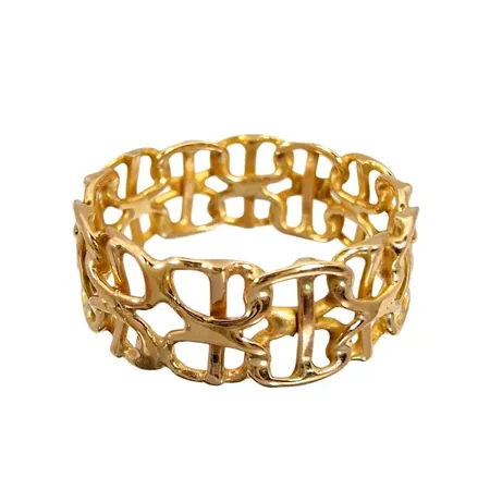 Ring, 18K guld, modell x-länk med stav, Ø15½ mm, bredd 6,5 mm Vikt: 2,3 g
