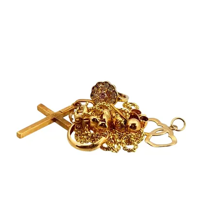 Diverse smycken, 14K guld - 2,4g, 18K guld - 2,4g, defekter, bucklor