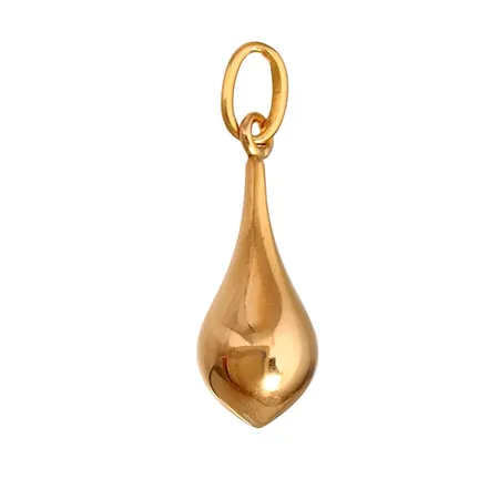 Hänge Droppe, 18K guld, längd inkl. ögla 21 mm, bredd 6 mm, fint skick Vikt: 0,6 g
