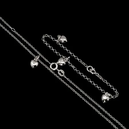 SET - Halskedja med Hänge och Armband med berlocker, silver 925/1000, längd 16,0 cm resp. 38,0 - 42,0 cm, fint skick Vikt: 4,8 g