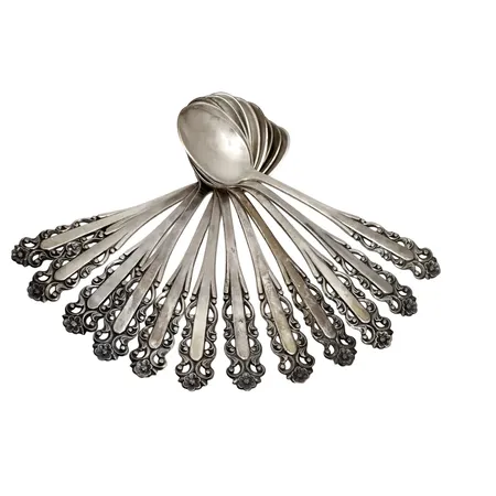 Kaffeskedar, 12 stycken, silver, längd 11 cm, bruksskick  Vikt: 159,9 g