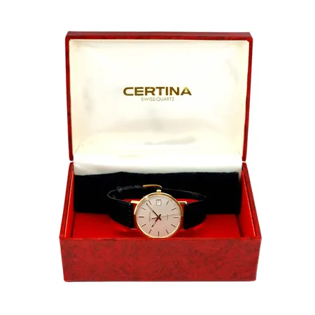 Herrur Certina, 14K guld, Ø34 mm, quartz - behov av nytt batteri, boettnummer EOL 115.9299.65, plexiglas, originalbox, fint skick, Vikt: 0 g