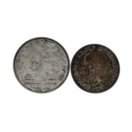 Silvermynt, 2 stycken, 50 kr 1976 och 10 kr 1972, finhalt 925/1000 respektive 835/1000, finvikt 40g 