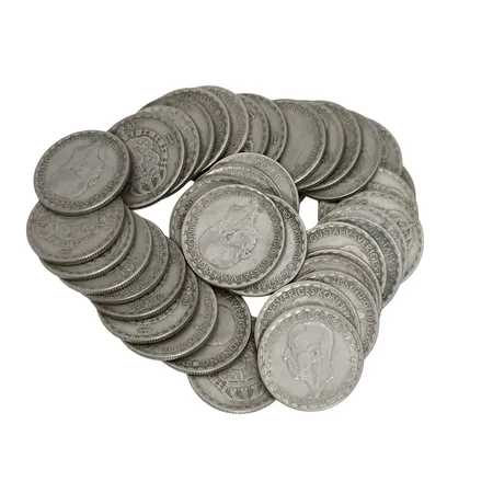 Svenska silvermynt, 1-kronor, finhalt 400/1000, finvikt cirka 108g