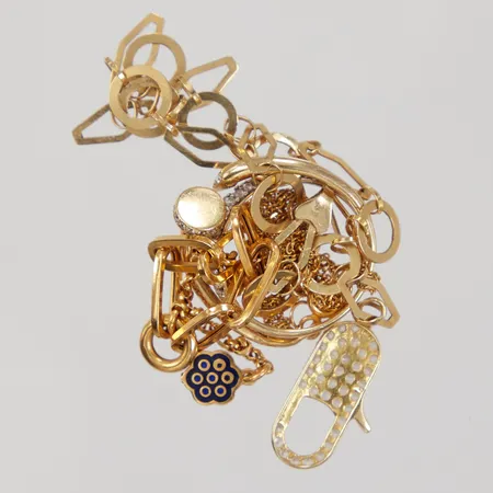 Collier, Armband, Ring, vita stenar, stenar saknas, trassligt, av, ostämplat, 18K Vikt: 12,6 g