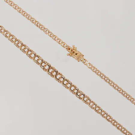 Collier, doserad Bismarck, 43cm, bredd 3-5,6mm, Jo-Ans Guld AB, år 1962, 18K,   Vikt: 9 g