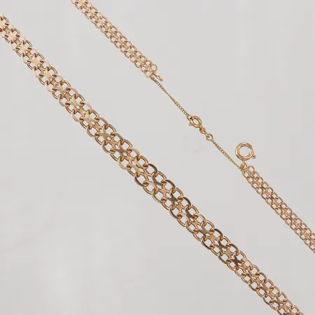 Kedja, doserad X-länk, 46cm, bredd 5-9,4mm, säkerhetskedja, Svedboms, 18K,  Vikt: 23,5 g