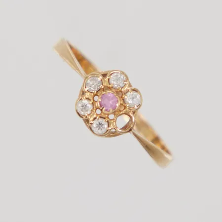 Ring stl 19¼, rosa och vita stenar, sten saknas, 18K Vikt: 1,6 g