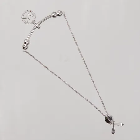Armband, justerbar längd max 21cm, berlock med vita stenar, Michael Kors, en sten saknas, 925/1000 silver,  Vikt: 7 g