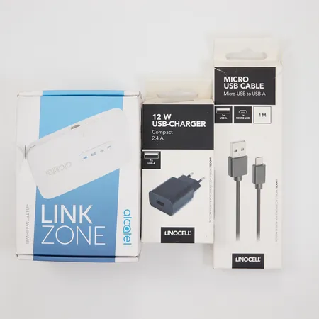 Router Link Zone, låda, 1 USB-sladd samt 1 adapter Linocell låda, ingen funktionsgaranti