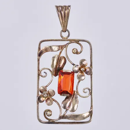 Hänge med färgad sten, längd: ca 4,3cm, bredd: ca 21mm, förgylld, 830/1000 silver  Vikt: 3,8 g