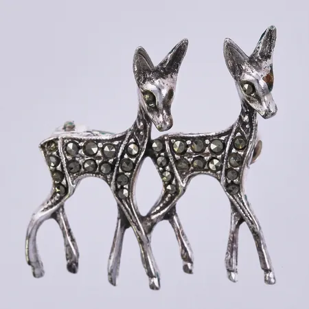 Brosch med markasiter, längd ca : 2cm, bredd ca : 25mm, silver 830/1000,  Vikt: 3,5 g