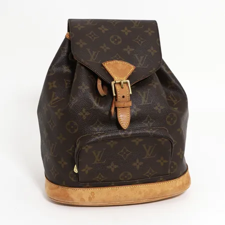 Ryggsäck, Louis Vuitton Montsouris MM,  datumkod SP1000, France Oktober 2000, 12x25x26cm, fläckar invändigt och på läderdetaljer, beslag i gulmetall, inga tillbehör