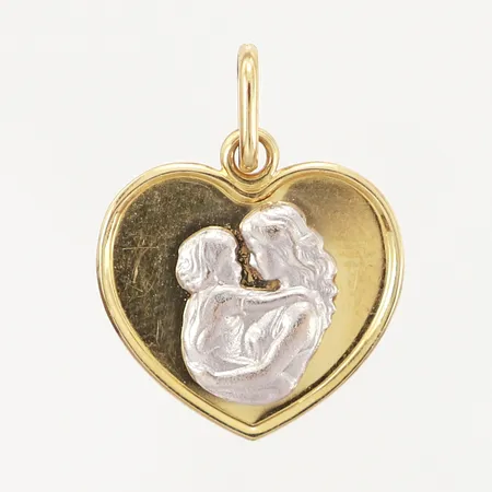 Hänge hjärta med vitguldsdetaljer, 24x18mm, GHA, 18K Vikt: 2 g