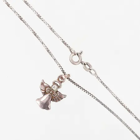 Kedja Venezia med hänge ängel, 38cm, bredd: 1mm, hänge: 20x14mm, silver 925/1000