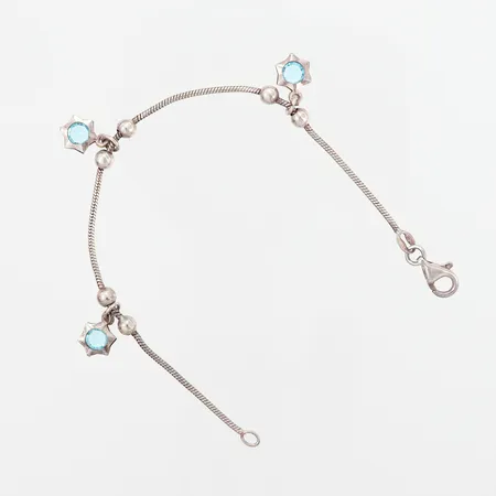 Armband med tre berlocker, 17cm, bredd: 1-10mm, GFAB, mindre skevheter, silver 925/1000  Vikt: 4,6 g