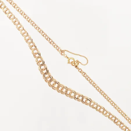 Collier doserad Bismarck, 45,5cm, bredd: 3-7mm, säkerhetskedja, 18K                                                                                       Vikt: 14,9 g
