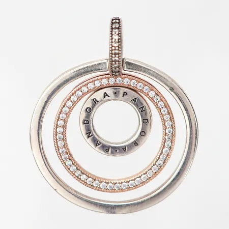 Hänge, ALE Pandora, vita stenar, 35mm, bredd: 20-300mm, delvis roséfärgyllt silver 925/1000, vikt: 7,6 gram  Vikt: 7,6 g