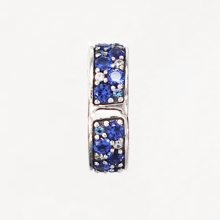 Hänge, till armband, ALE Pandora, blå och vita stenar, Ø10mm, bredd: 4mm, silver 925/1000, vikt: 2,1 gram Vikt: 2,1 g