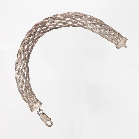 Armband flätat, 19cm, bredd: 11mm, GHA silver 925/1000, vikt: 9,0 gram Vikt: 9 g