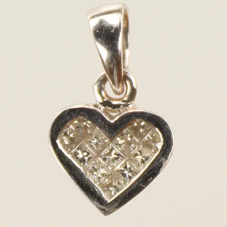Hänge hjärta vitguld med 12 princesslipade diamanter ca 0,10ct totalt, 18K 1,4g 