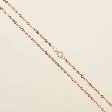 Halskedja, Singapore, längd 40cm, bredd 1mm, 18K Vikt: 2,3 g