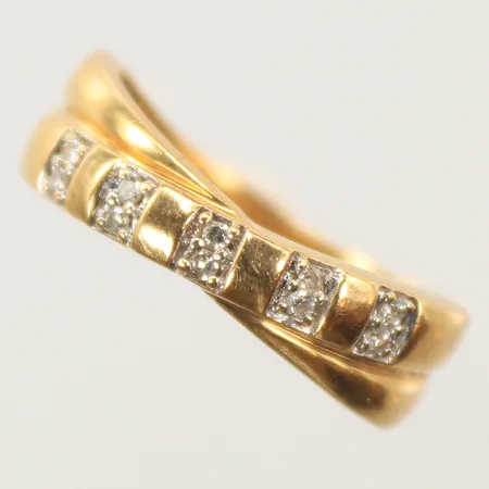 Ring med diamanter totalt ca 0,08ct, stl 17½, 18K Vikt: 4,6 g