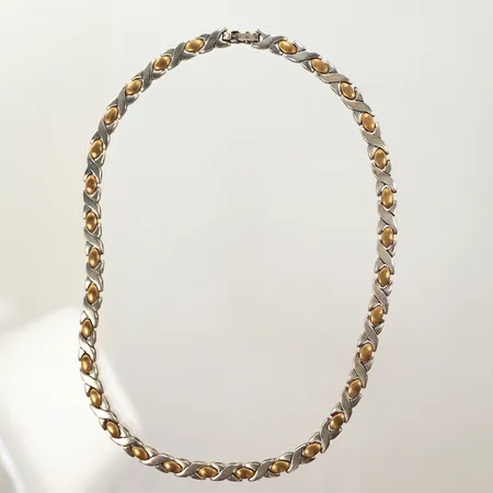 Halsband, tvåfärgat, längd ca 43cm, bredd 6mm, 830/1000,  Vikt: 52,7 g