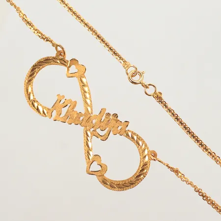 Namnhalsband X-länk, 42cm, bredd 2-22mm, 21K 7,9g Vikt: 7,9 g