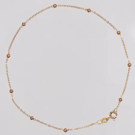 Vristlänk, kulor, 24cm, bredd 1,1-2,3mm, 18K  Vikt: 1,4 g