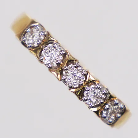 Ring, diamanter 0,25ctv enligt gravyr, Guldfynd, stl 19¾, bredd 3,1-4,4mm, 18K  Vikt: 5 g