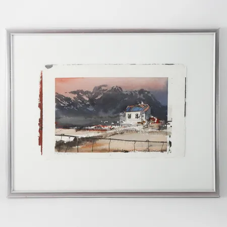 Lars Lerin "Lofoten", akvarell, signerad, bildmått 19x29 cm, rammått 34x43 cm. Skickas med postpaket.