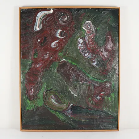Bengt Olson "Komposition", olja på duk, signerad, 82x65 cm.Skickas ej, endast avhämtning på kontoret i Karlstad. 