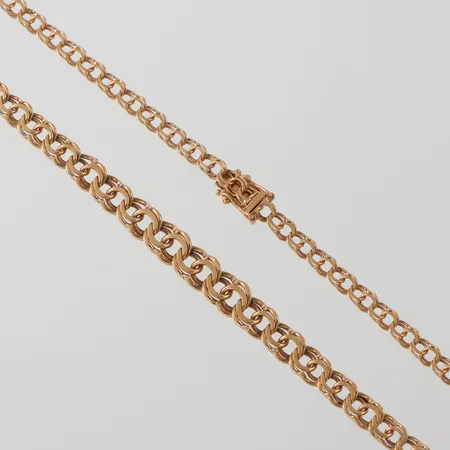 Collier Bismarck, längd 43 cm, bredd 3.8-6.8 mm, Clareus Guldsmeds AB Stockholm, 18k. Vikt: 15,2 g