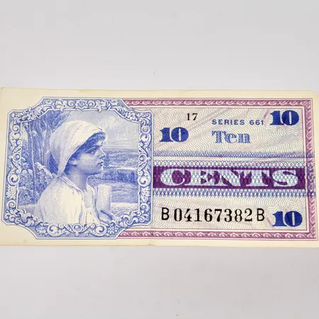 Amerikansk sedel, 10 cents, 1968, Military Payment Certificate.