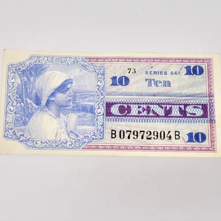 Amerikansk sedel, 10 cents, 1968, Military Payment Certificate.