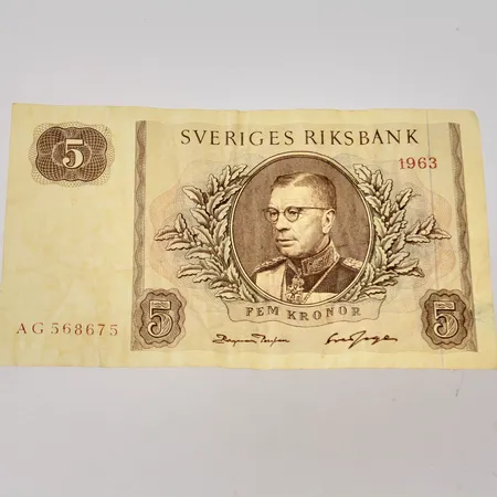 Svensk sedel, 5kr, 1963.