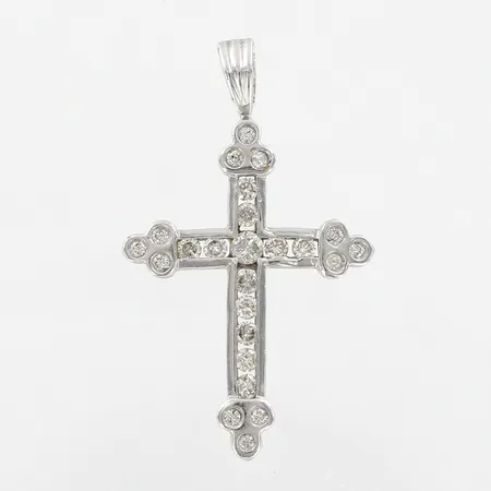 Hänge Kors vitguld med diamanter 1 x 0,05ct samt 23 x 0,01ct, 20x33mm, 14K  Vikt: 2,2 g