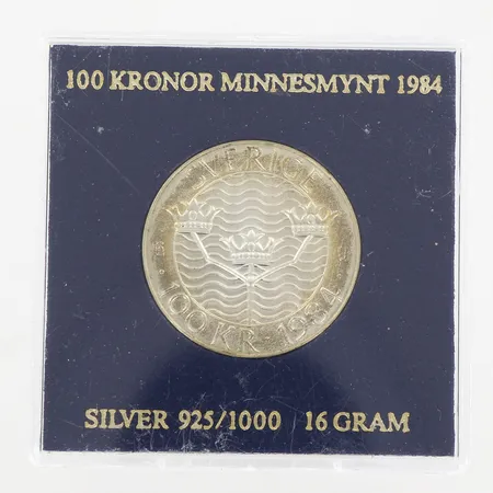 Minnesmynt, Förtroende säkerhet nedrustning, Stockholm Europa, Sverige 1984, nominellt värde 100kr, plastetui, silver 925/1000 Vikt: 16 g