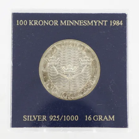 Minnesmynt, Förtroende säkerhet nedrustning, Stockholm Europa, Sverige 1984, nominellt värde 100kr, plastetui, silver 925/1000 Vikt: 16 g
