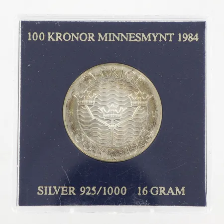 Minnesmynt, Förtroende säkerhet nedrustning, Stockholm Europa, Sverige 1984, nominellt värde 100kr, plastetui, silver 925/1000 Vikt: 16 g