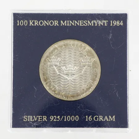 Minnesmynt, Förtroende säkerhet nedrustning, Stockholm Europa, Sverige 1984, nominellt värde 100kr, plastetui, silver 925/1000 Vikt: 16 g