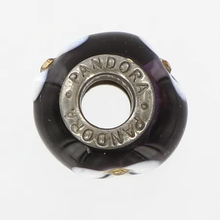 Berlock Pandora, delvis glas, Ø ca 15mm, silver 925/1000 Vikt: 3,3 g