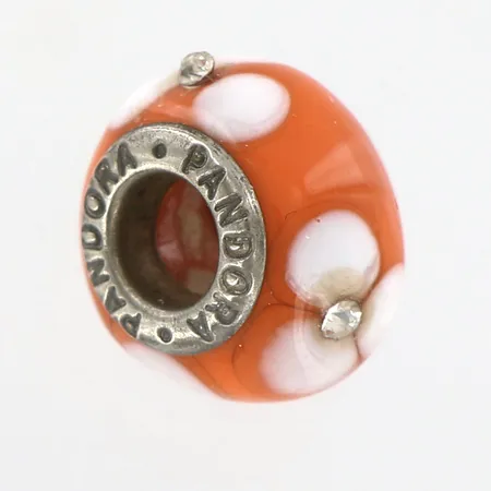 Berlock Pandora, delvis glas, Ø ca 15mm, silver 925/1000 Vikt: 2,7 g