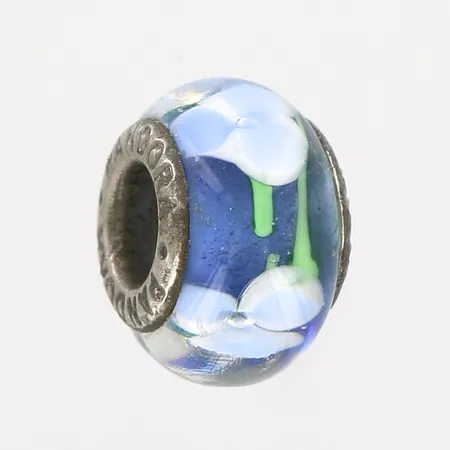 Berlock Pandora, delvis glas, Ø ca 15mm, silver 925/1000 Vikt: 2,3 g