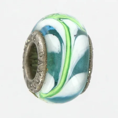 Berlock Pandora, delvis glas, Ø ca 15mm, silver 925/1000 Vikt: 2,3 g