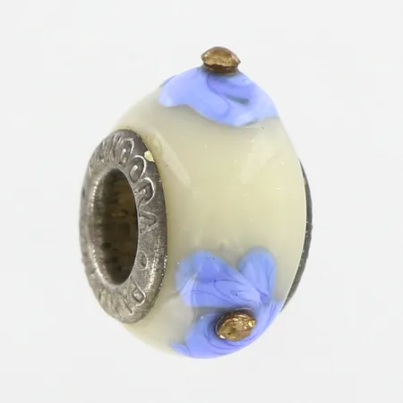 Berlock Pandora, delvis glas, Ø ca 15mm, en sten saknas, silver 925/1000 Vikt: 2,4 g
